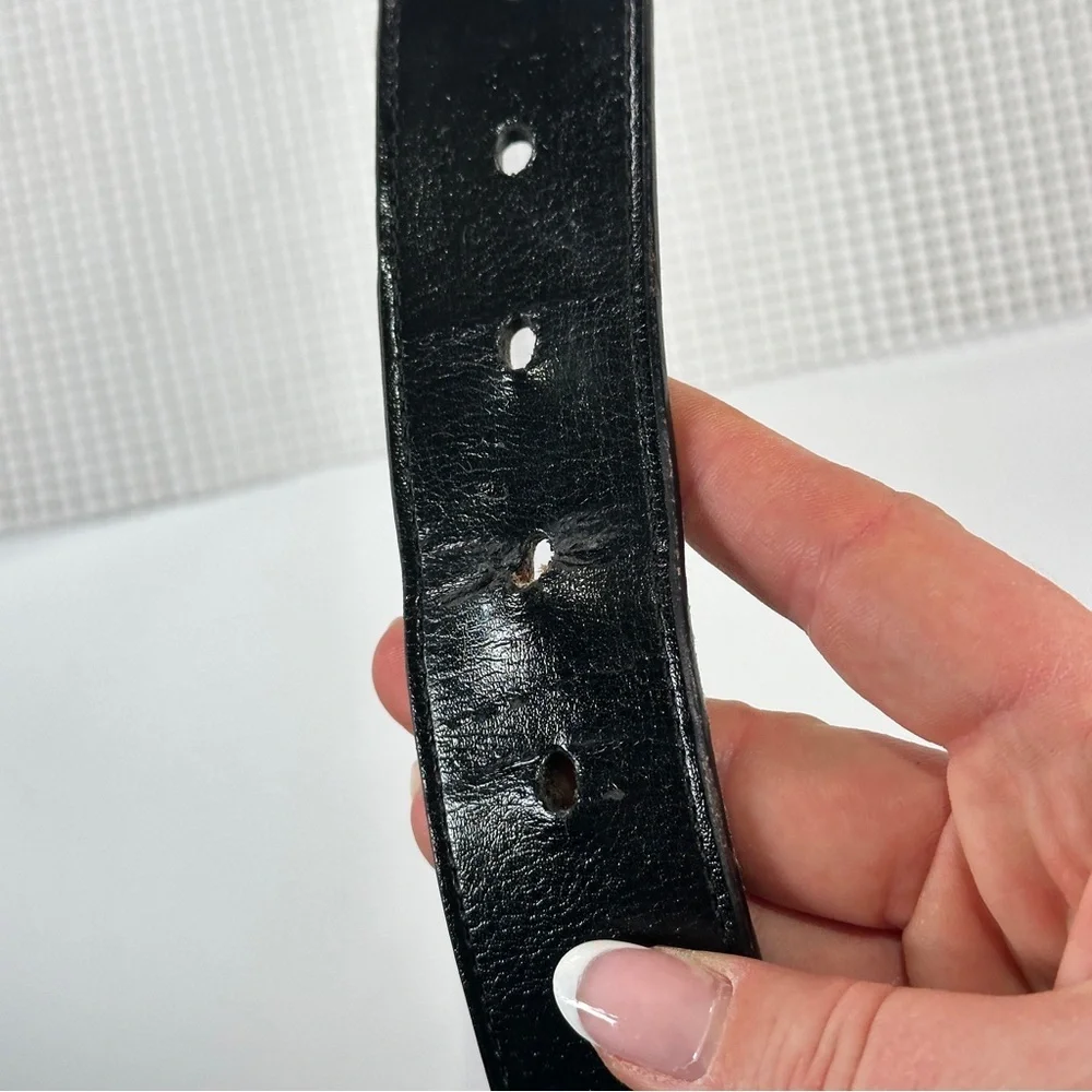 Reversible Leather Belt 42 Inch Black Brown Silver Buckle